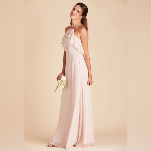 NWT BIRDY GREY Dress JULES DRESS CHIFFON PALE BLUSH Large BridesmaidDress Formal - Picture 8 of 8